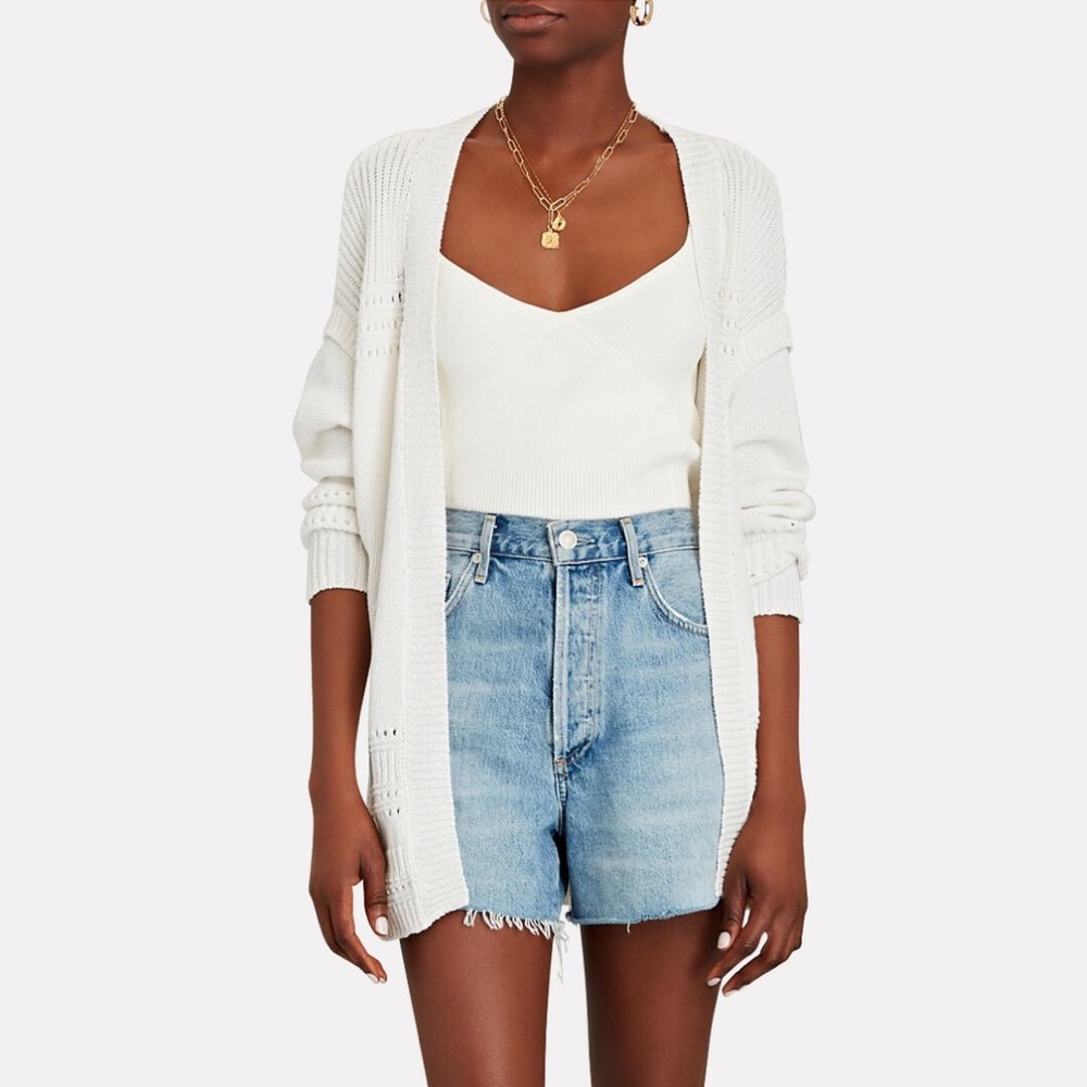 Intermix Selene white cotton knit longline cardigan size small